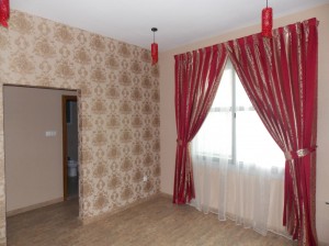 Curtain, chiffon and wallpaper of Guest Room in Falcon City  Dubai