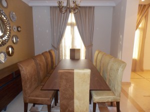 Curtain & Dining Chairs of Dining Area in Palm Jumeirah, Dubai     