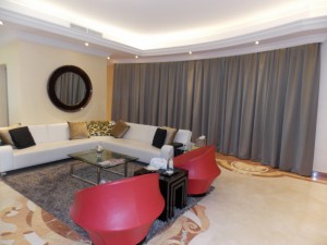 Curtains of Living Area in Emirates Hills Dubai