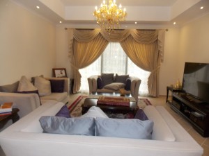 Curtains with Design & Sheers of Living Area in Jumeirah, Dubai