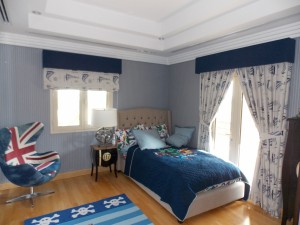 Curtains with Pelmet & Roman Blind of Kids Room in Meadows, Dubai.           
