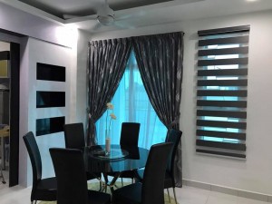 Curtains with Sheer & Duplex blinds of Dining Area