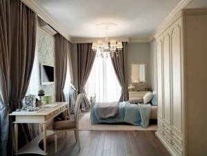 Curtains with Sheers & Parquet Flooring of M.B.R