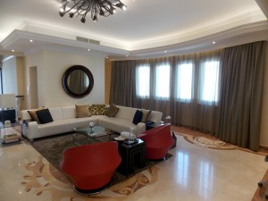 Curtains with Sheers of Living Area in Emirates Hills, Dubai