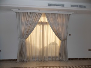 Curtains with Sheers of Living Area in Mezhar, Dubai