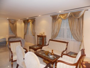 Curtains with design & Sheers of Living Area in Jumeirah Park Dubai