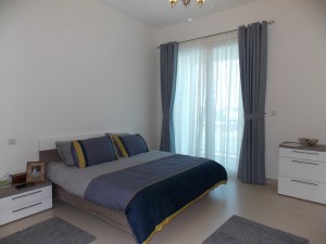 Eyelets Curtains with Sheers of Bed Room in Meydan Heights Dubai                    