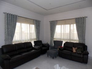 Eyelets Curtains with Sheers of Living Area in Al Jafiliya, Dubai