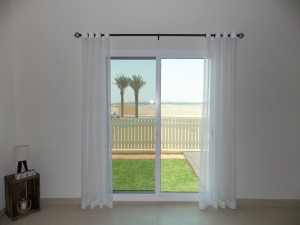 Eyelets Sheer Curtain of Living Room in Meydan South Dubai                    