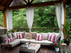 Outdoor Curtians & Sofa with Cushions