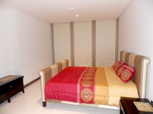 Roman Blind with border and bed upholstery  of Guest  Room in Dubai Mari...           