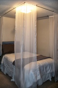 Sheer Curtains and Bed Cover 